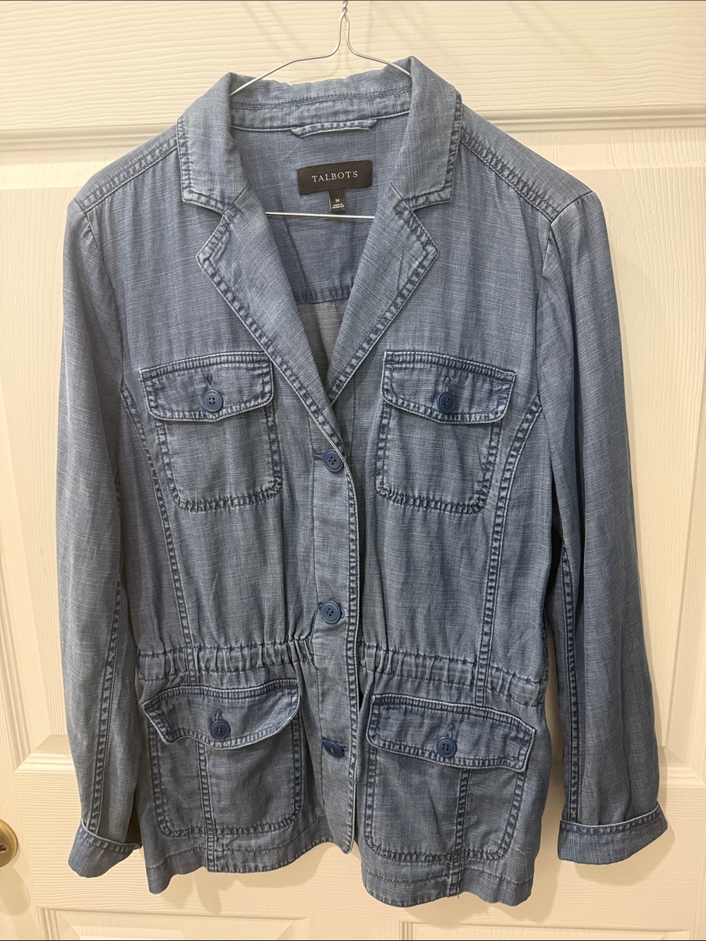 Talbots Light Denim Utility Blazer Jacket